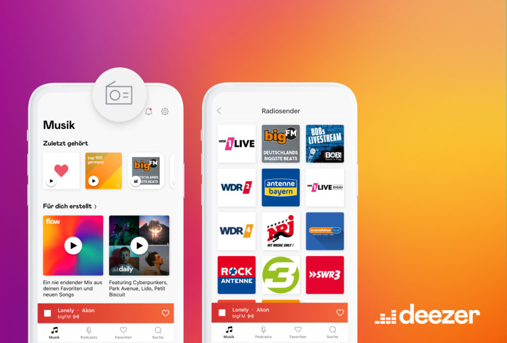 Deezer Live-Radiosender Tab