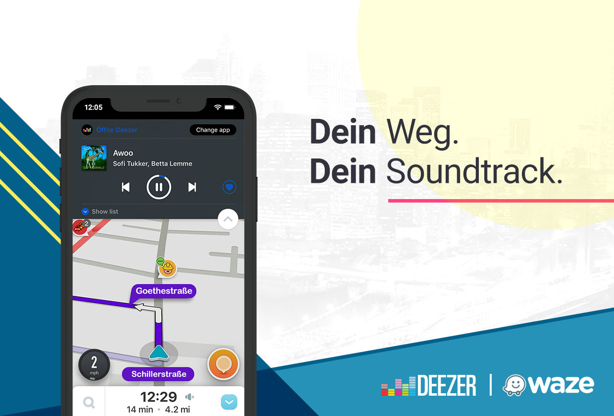 Deezer Waze Musik Navigation